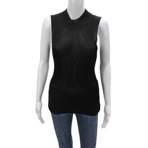 Malloni Women Basic Sleeveless Mock Neck Tank Black Size M